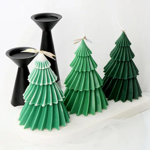 Miniatura 7 de Moldes de Árbol Navideño para Velas, Moldes de Árbol de Origami de Silicona de 12.2 cm para Hacer Velas, Moldes de Árbol de Resina para Cera de Soja