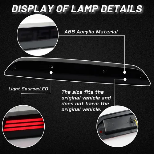 Miniatura 2 de PGTONOE Luz LED ahumada de montaje alto, tercera luz de freno, señal de giro, lámpara de carga, compatible con Ford F150 F250 F350 F450 Ranger