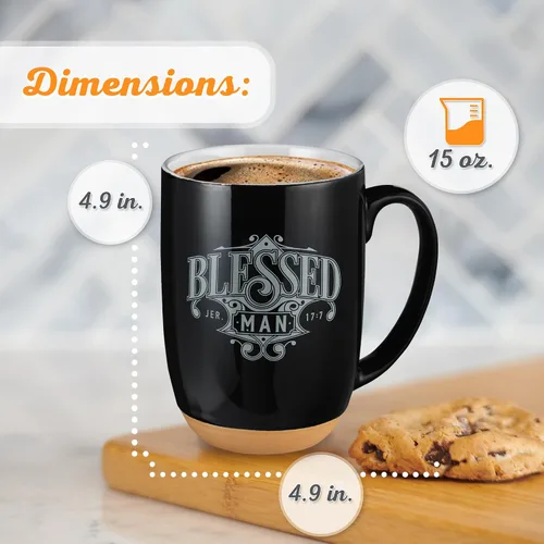 Miniatura 3 de Taza de café Christian Art Gifts: Hombre Bendito - Jeremías 17:7 Escritura inspiradora, 15 oz, Negro