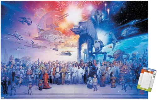 Miniatura 8 de Star Wars: Saga - Póster de pared de galaxia, 22.4 pulgadas de largo x 14.7 pulgadas de ancho, versión enmarcada de madera de granero