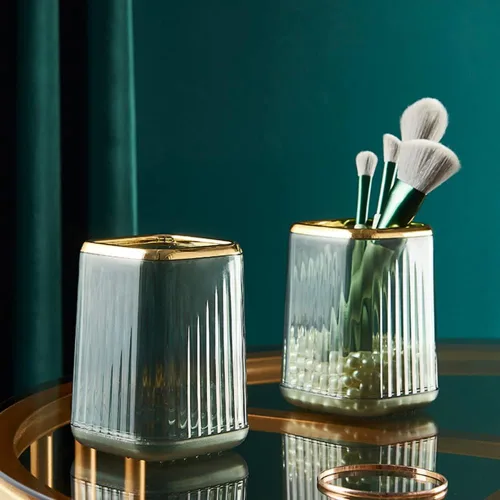 Miniatura 2 de Organizador portavasos para brochas de maquillaje para tocador, acrílico transparente, contenedor de almacenamiento para brochas de maquillaje con 3