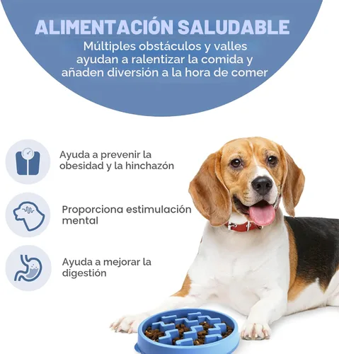 Miniatura 2 de Outward Hound Fun Feeder Slo Bowl Cuenco para perro de alimentación lenta, mediano/pequeño, color azul