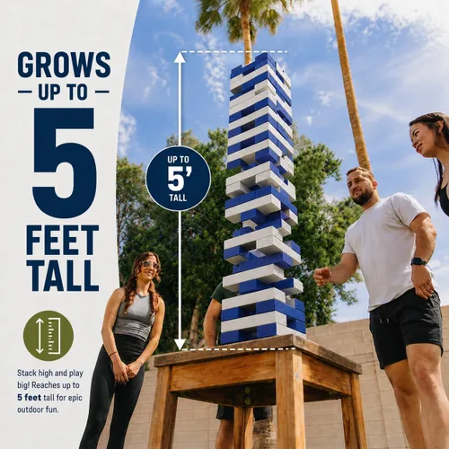Miniatura 3 de Tailgating Pros Maderas Gigantes Premium que se Derrumban con Estuche de Transporte – ¡Elige los Colores de tu Equipo! Juego Gigante para Patio al