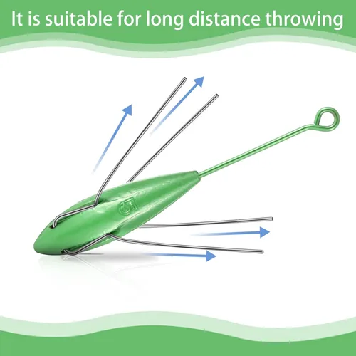 Miniatura 5 de Libima Sputnik Sinker - Pesas de araña de cola larga Sputnik para pesca de pez gato, pesca de mar, arena, océano, playa, verde