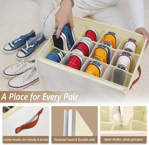 Miniatura 3 de Patinao Caja organizadora de almacenamiento de zapatos para armario - Contenedores recipientes de zapatos ahorradores de espacio con tapas