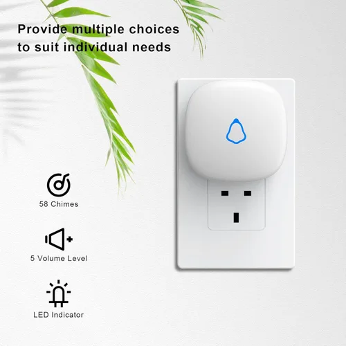 Miniatura 2 de METAK Timbre de puerta, alarma inalámbrica con sensor de contacto abierto para puerta con rango de 500 pies, 58 campanillas y 5 niveles de volumen