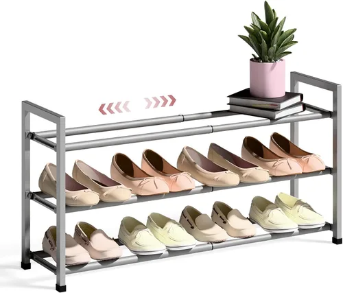 Miniatura 20 de Bumusty Zapatero expandible de 2 niveles para armario, zapatero ajustable de 18 a 33 pulgadas para espacios pequeños, organizador de zapatos pequeño