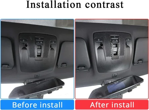 Miniatura 3 de Fibra de carbono suave del coche de la luz de lectura interior interruptor caja marco ajuste para Mercedes Benz CLA GLA A clase B W117 C117 W176 A180