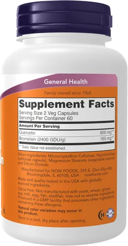 Miniatura 2 de NOW Foods Suplementos, Quercetina con Bromelina, Sistema Inmunológico Equilibrado*, 120 Cápsulas Vegetales