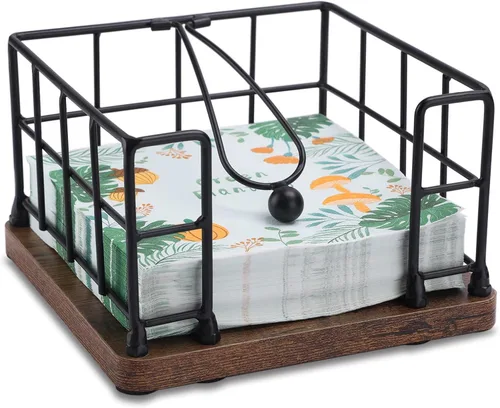 Miniatura 8 de Servilletero para mesa, dispensador de servilletas de metal con almacenamiento de salero y pimienta, soporte para utensilios 3 en 1, estante