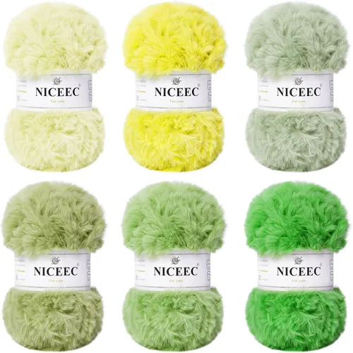 Miniatura 50 de NICEEC Hilo de Pelo Sintético Super Suave, Grueso y Esponjoso, Hilo de Pestañas para Crochet y Tejido (Longitud Total 192m/9.1kg) - Otoño/300g