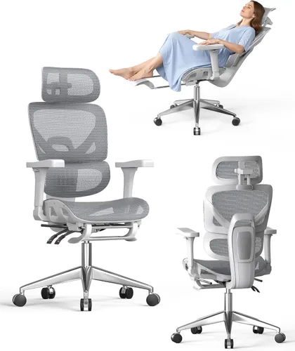 naspaluro Silla de oficina ergonómica, silla de escritorio de malla con respaldo alto, capacidad de 350 libras, soporte lumbar, reposacabezas con