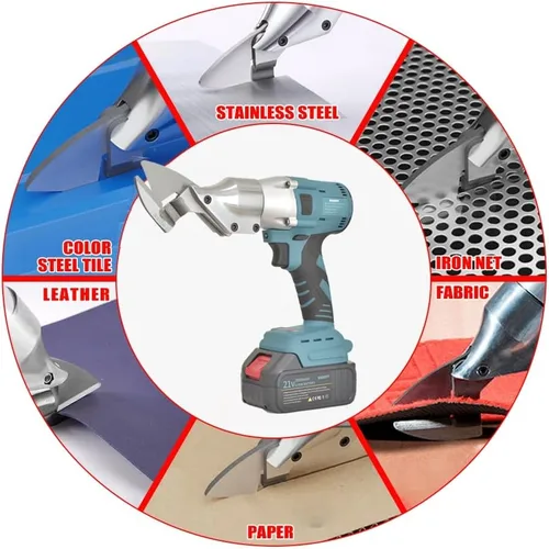 Miniatura 2 de Tijeras eléctricas de metal, tijeras de metal inalámbricas para cortar hojas, hierro, tapicería, alfombra, cuero, cartón con 2 baterías de 3000 mAh