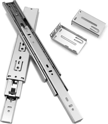 Miniatura 12 de Gobrico Rodamiento de bolas de extensión completa de cierre suave de 12 pulgadas para cajones de montaje trasero con soportes, 1 par