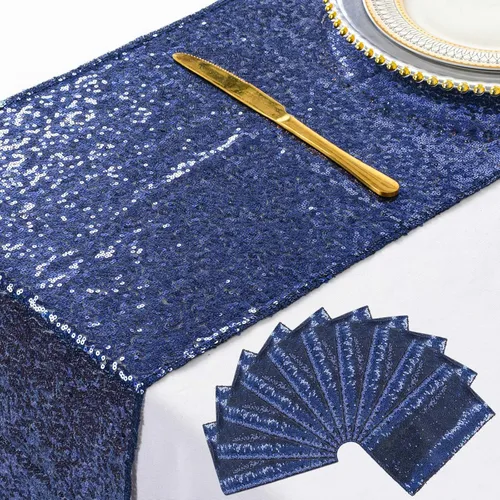 Miniatura 39 de ShinyBeauty Camino de mesa de lentejuelas de 12 x 108 pulgadas, color azul bebé, camino de mesa de lentejuelas con purpurina para fiestas, cubierta