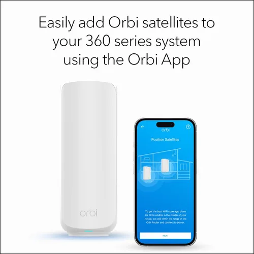 Miniatura 6 de NETGEAR Orbi Serie 360 (RBE360) Satélite de red de malla WiFi 7 de doble banda – Funciona con funciones de seguridad Orbi RBE362, RBE363, 5 Gbps