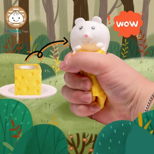 Miniatura 2 de Juguetes estrujables para el estrés, novedosos juguetes para apretar con queso, ratón, juguete para aliviar el estrés Blanco