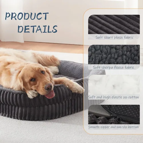 Miniatura 3 de Cama ortopédica para perros de razas medianas y grandes, sofá cama para perros con espuma de celda de huevo de alta densidad con cuatro lados