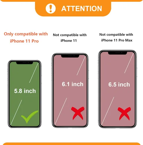 Miniatura 2 de Bocasal Funda tipo cartera cruzada para iPhone 11 Pro con tarjetero, protector de ranura para tarjetas con cremallera, a prueba de golpes
