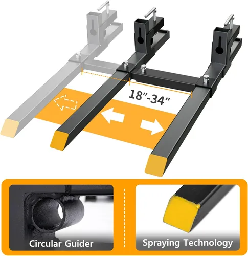 Miniatura 6 de YINTATECH Horquillas de tractor de alta resistencia con abrazadera de 43 pulgadas y 2000 libras con barra estabilizadora ajustable para accesorios
