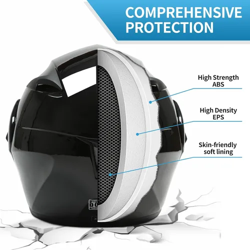 Miniatura 3 de Casco modular Bluetooth para motocicleta, aprobado por DOT, doble visera completa, abatible, Bluetooth, casco de motocicleta integrado para adultos
