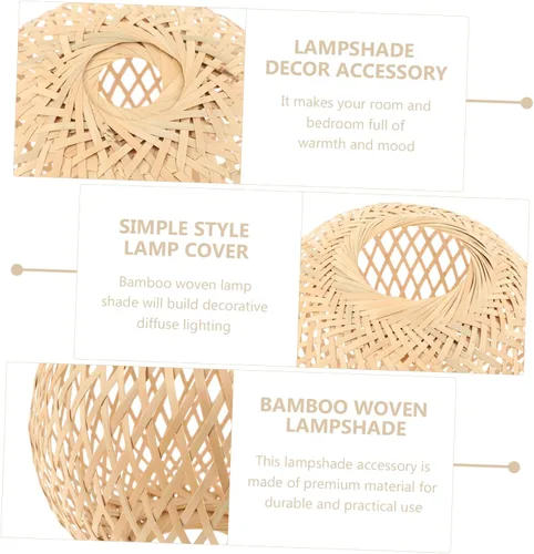 Miniatura 4 de Pantalla tejida de bambú para interiores, accesorio de cubierta de luz colgante para dormitorio, pantalla de lámpara de estilo simple