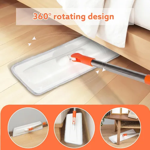 Miniatura 4 de wlich Microfiber Mop for Cleaning Floors,55 Inch Extendable Flat Mop with 2 Reusable Washable Pads, Wet Dry and Dust Mops for Bathroom Kitchen