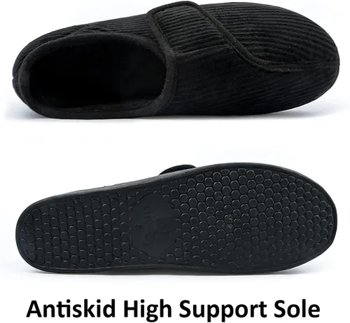 Miniatura 4 de Git-up Pantuflas diabéticas para hombre, artritis, edema, cierre ajustable, puntera hinchada, pies hinchados, pantuflas de espuma viscoelástica