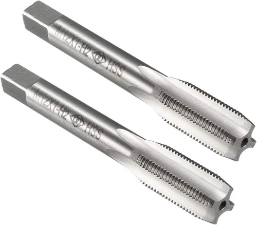 uxcell Máquina métrica rosca rosca M12 x 1 H2 de acero de alta velocidad flautas rectas roscado roscado roscado reparación de maquinista herramienta