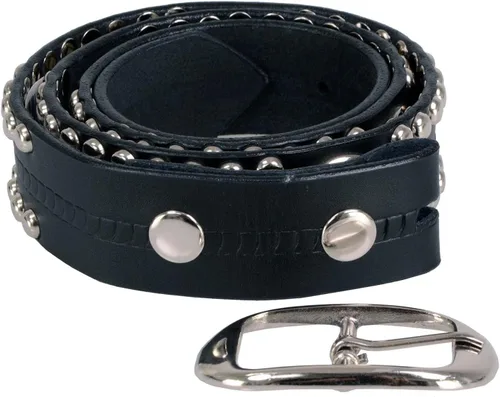 Miniatura 6 de Milwaukee Leather MP7131 Cinturón de motociclista de cuero negro con tachuelas cromadas con emblema de estrella, hebilla intercambiable, 1.5