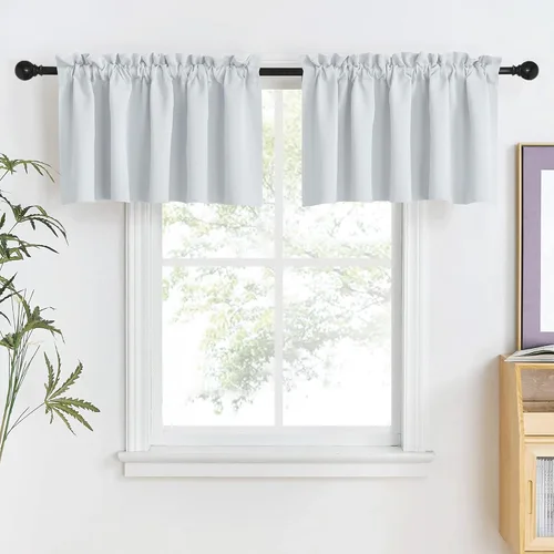 Miniatura 87 de NICETOWN Home Fashion - Cortinas de cocina con bolsillo para poste, cenefa festoneada a medida, cenefa festoneada sólida para ventana de Marrón
