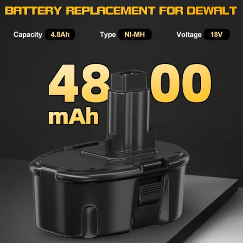 Miniatura 2 de PDstation Paquete de 2 baterías de repuesto de 4800 mAh DC9096 para Dewalt de 18 V, compatible con Dewalt batería de 18 voltios DC9098 DC9099 DC970