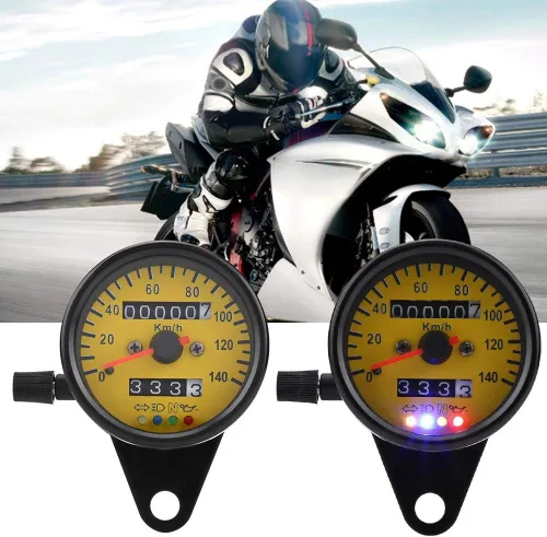 Miniatura 2 de Qiilu Motocicleta Velocímetro Odómetro, 2.362 in Universal Gauge - Negro
