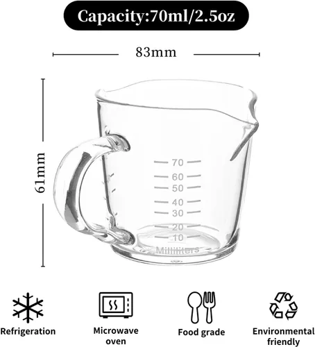 Miniatura 3 de Vaso de chupito espresso de 3 onzas con boquilla doble Barista con mango de vertido (paquete de 2)