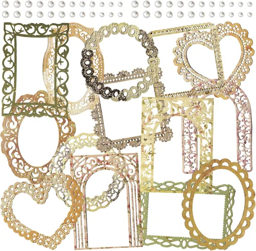 Mayplous Paquete de 6 recortes de encaje vintage, marco de papel, borde troquelado decorativo con patrón impreso de encaje para álbumes de recortes,