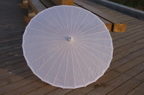 Miniatura 40 de Parasol de tela de bambú liso, ideal para recuerdos de fiesta de boda (fucsia)