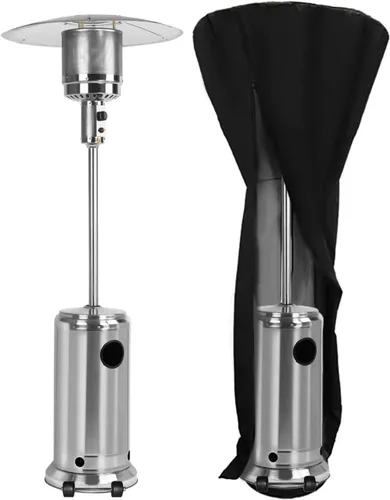 FITHOOD Funda impermeable para calentador de patio, con cremallera, 210D, para exteriores, redondas, color negro (89 x 33 x 19 pulgadas de ancho