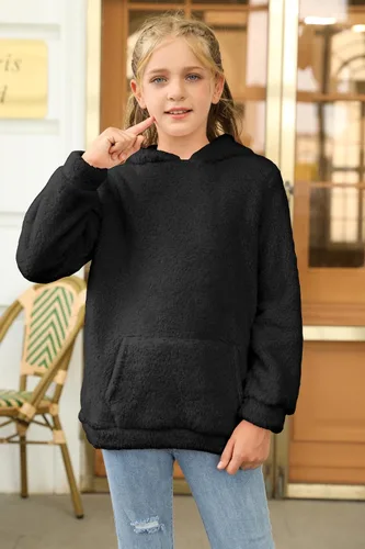 Miniatura 3 de Haloumoning Sudadera con capucha de forro polar mullido para niñas de 4 a 15 años