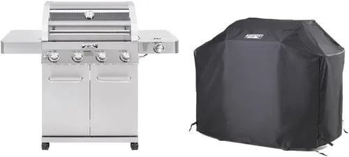 Miniatura 10 de Monument Grills - Parrilla convertible más grande de 4 quemadores de gas natural, parrilla de propano estilo gabinete de acero inoxidable, controles