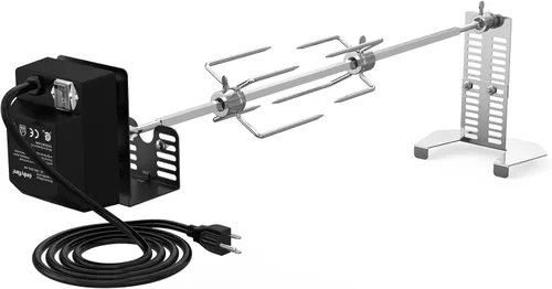 Kit universal de asador giratorio para barbacoa de solo fuego para la mayoría de parrillas de gas, incluye motor eléctrico de 110V 4W, tenedores de