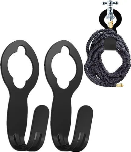 Miniatura 8 de Colgador de manguera de jardín, soporte de metal resistente para manguera expandible de 50 pies/25 pies, soporta 110 libras, almacenamiento portátil