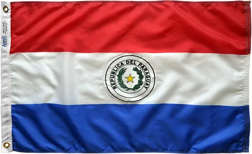 Annin Flagmakers Bandera de Paraguay fabricada en Estados Unidos según las especificaciones oficiales de diseño de las Naciones Unidas, 2 x 3 pies