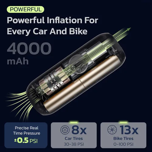 Miniatura 6 de Woowind LP1 Bike Pump Portable Air Compressor, Tire Inflator for Car, 1 Minute Inflation, 150PSI Air Pump for Car Tires, Bikes, Motorcycles, Balls