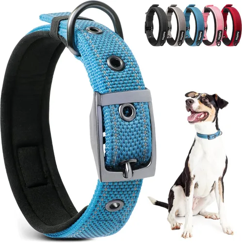 Miniatura 10 de Collares para perros PetiFine para perros medianos, acolchados de neopreno y ajustables, collares para mascotas reflectantes anchos y resistentes