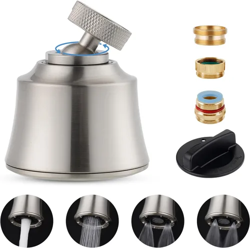 Miniatura 9 de Hygie Rinse Cabezal de repuesto para grifo de fregadero de cocina, accesorio rociador de 4 rociadores con 2 juntas de bola, giro de ángulo grande