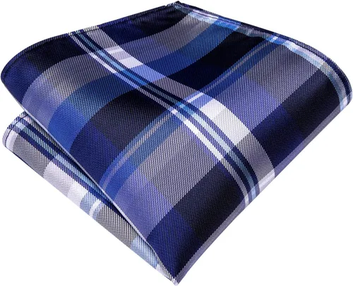 Miniatura 230 de Hi-Tie Corbata clásica de cachemira para hombre con pañuelo y gemelos a cuadros