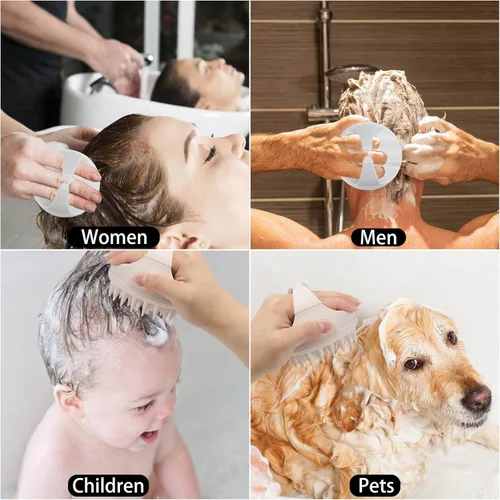 Miniatura 4 de Cepillo de champú con masajeador de cuero cabelludo Cepillo de limpieza del cabello Cerdas de silicona para exfoliar el cuero cabelludo para Beige