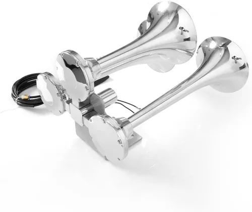 Miniatura 4 de Highsoar - Bocina de aire para camión de 12 V/24 V, 150 db, 3 bocinas de trompeta, kit universal para coche, tren, barco 290 / 340 / 15.748 in