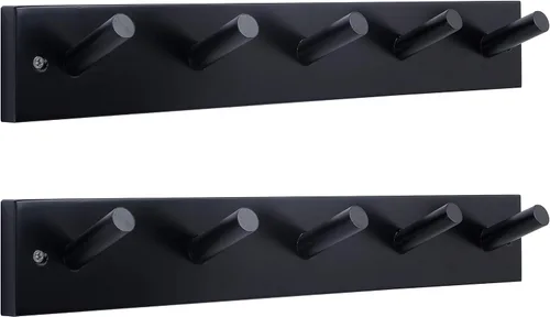 Miniatura 13 de WEBI Perchero Montado en la Pared, 16" de Agujero a Agujero, Colgador de Abrigos para Pared con 5 Ganchos para Colgar, Perchero de Ganchos Riel