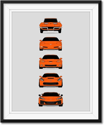 Miniatura 15 de Custom Car Posters Póster hecho a mano compatible con Chevy Corvette Z06 Generations e impresión de Chevrolet Corvette C2 C5 C6 C7 C8 Z15 Multi